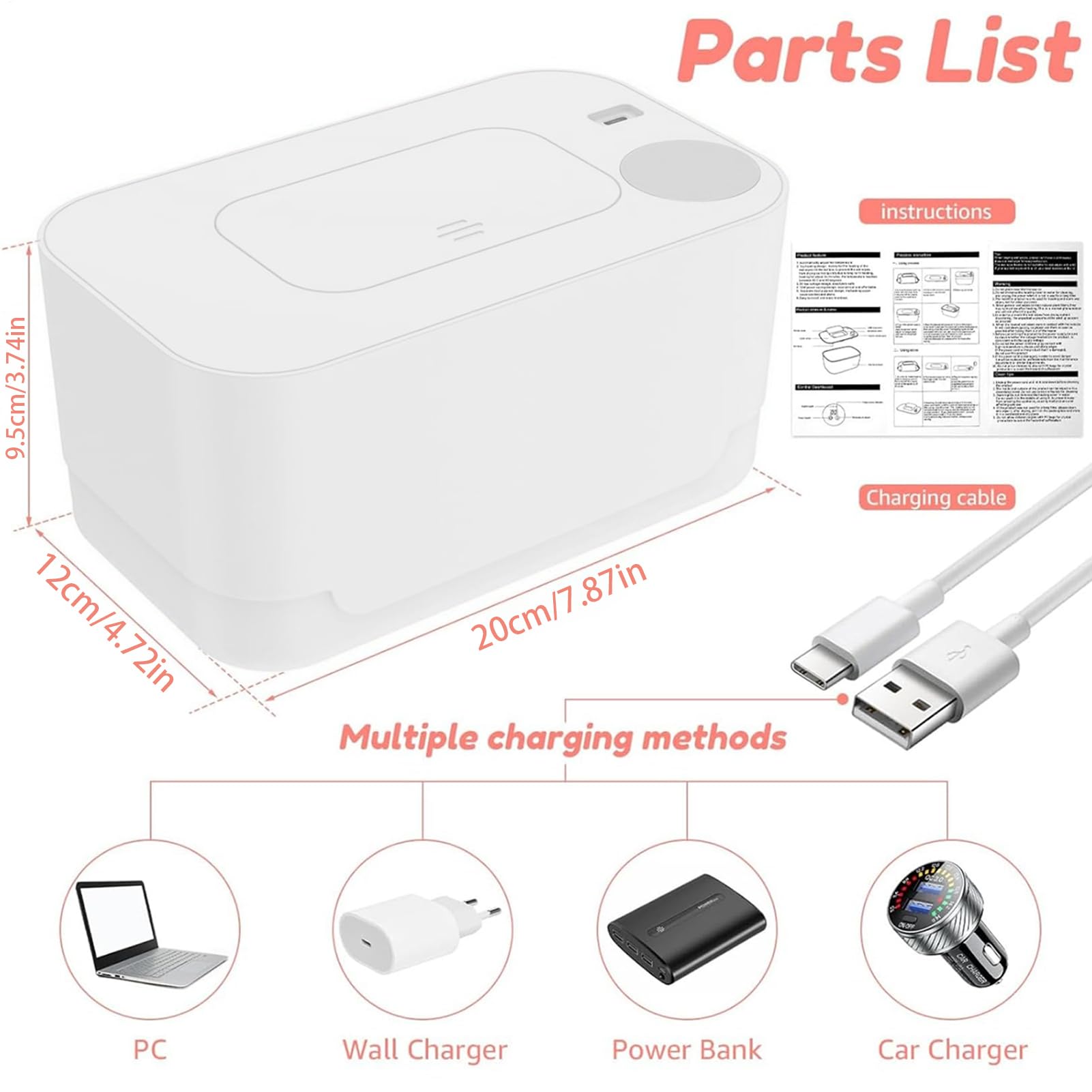 Generico Diaper Warmer, Home Use Wet Wipes Warmer with Even Heating, Portable Space-Saving Diaper Heater Holder Case, Ideal for Living Room & Baby Care Essentials