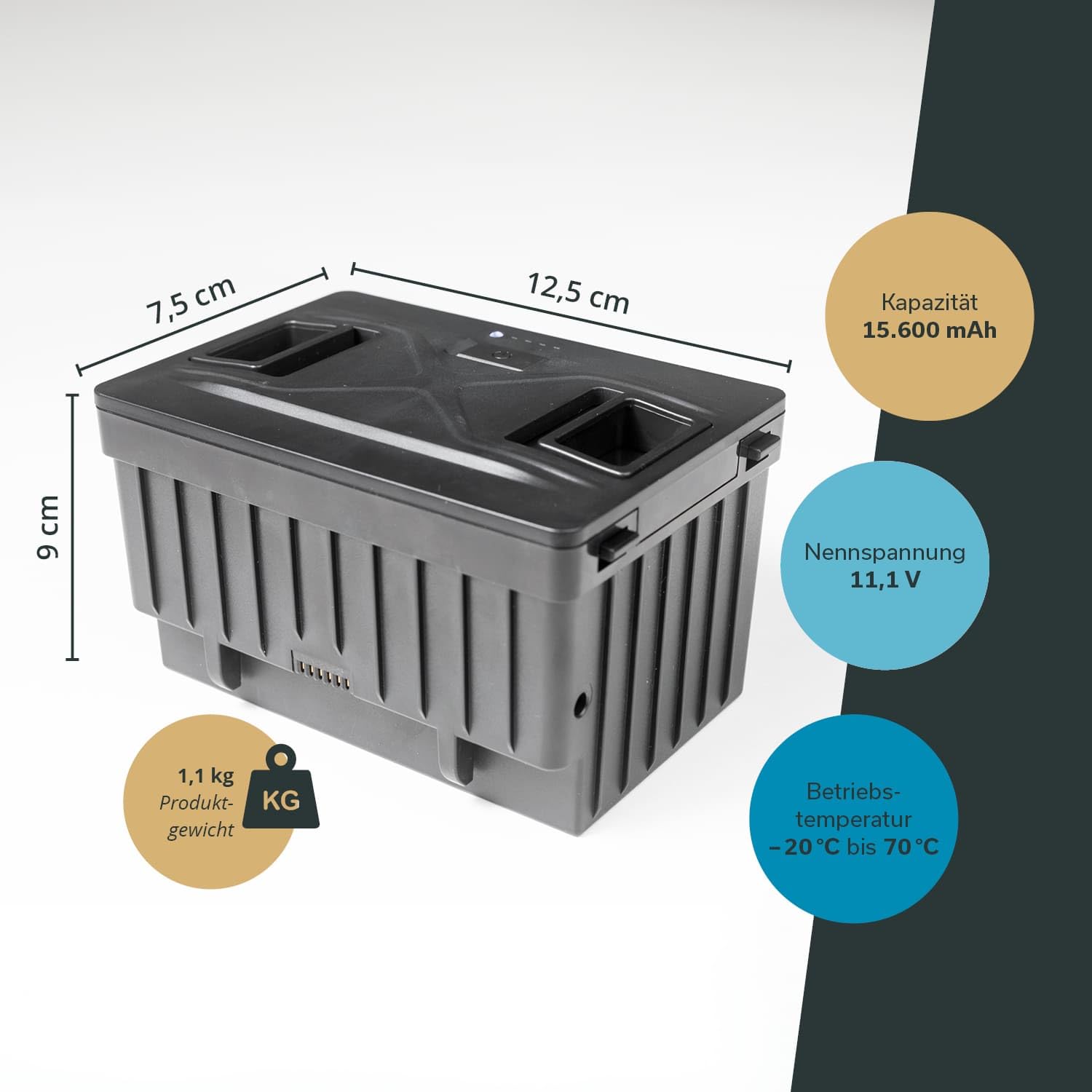 Skandika Routa Batterie | 15.600 mAh Akku, kabellose Auto Gefrierbox mit Akku, kompatibel mit Allen Kompressor Kühlboxen Routa, Statusanzeige, DC 12/24V, AC 100-240V
