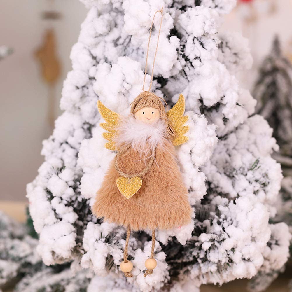 Christmas Decoration 3 Pieces Elk Angel Doll Pendant Tree Hanging Ornaments Christmas Crafts Elves Decorations brown