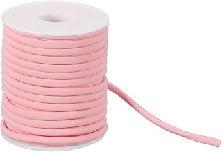 sourcing map Cordón elástico de nailon, cordón elástico de elastano de 1/4 pulgadas y 21.87 yardas, correas elásticas trenzadas para pulseras, lazos para el cabello, costura, manualidades, color rosa