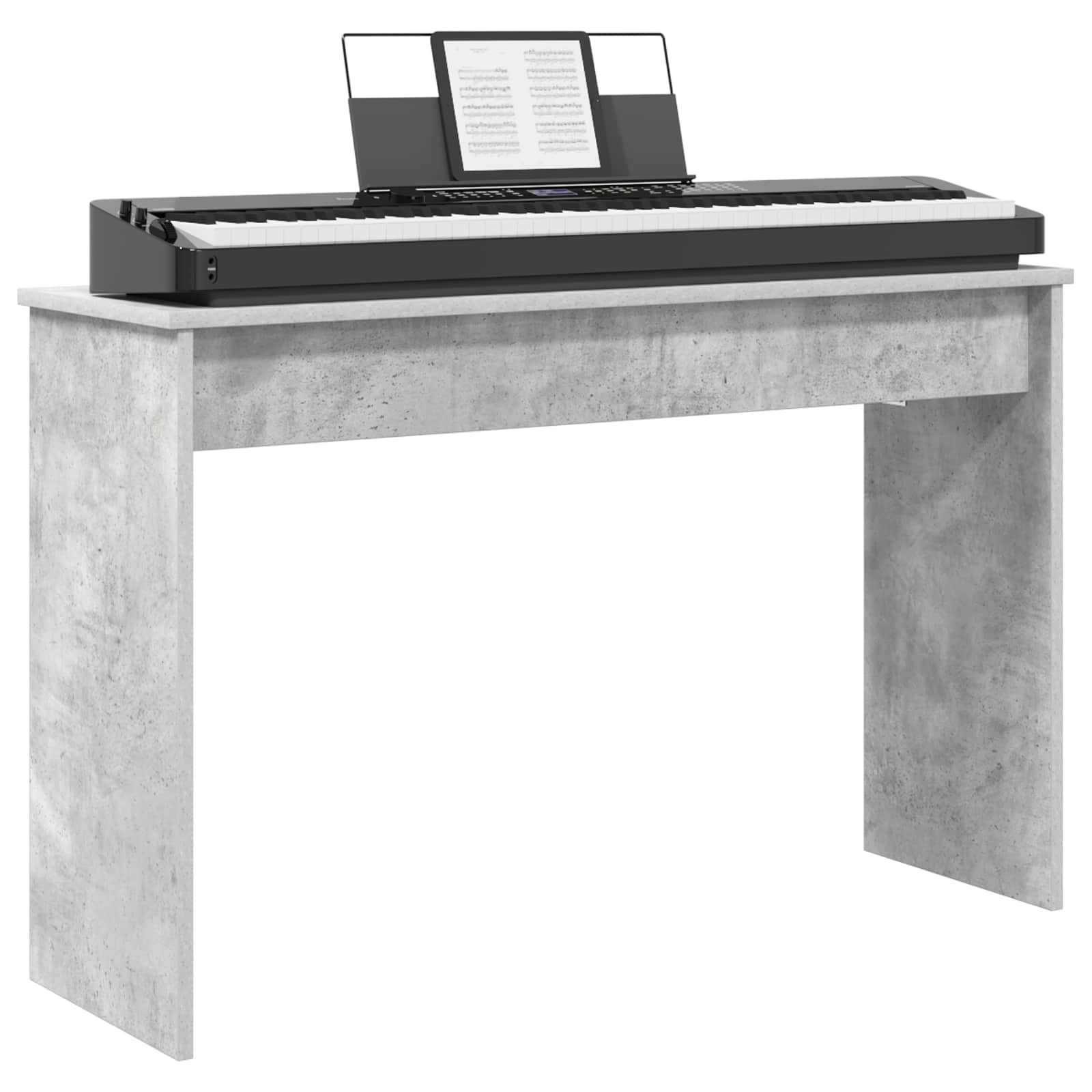 vidaXL Soporte para Teclado Gris Concreto 100 x 32 x 64 cm, Soporte Moderno y Duradero para Teclado, Soporte Compacto para Piano, Accesorio de música para Sala