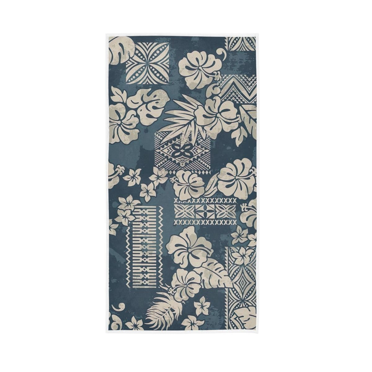 LSRCPD Hawaiian Tribal Elements Hibiscus Hand Towel, Spa Towels for Bathroom, Gym, Hotel, Spa 15 x 30 Inches