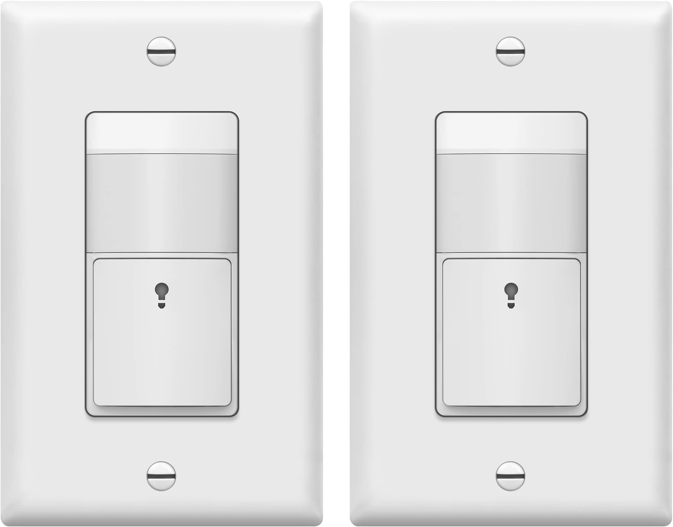 TOPGREENER Motion Sensor Switch, PIR Sensor Light Switch, 𝐍𝐨 𝐍𝐞𝐮𝐭𝐫𝐚𝐥 𝐑𝐞𝐪𝐮𝐢𝐫𝐞𝐝, 𝐎𝐩𝐞𝐫𝐚𝐛𝐥𝐞 𝐖𝐢𝐭𝐡𝐨𝐮𝐭 𝐆𝐫𝐨𝐮𝐧𝐝 𝐖𝐢𝐫𝐞, 150W Dimmable LED, TDOS5-KM-W-2PCS, White