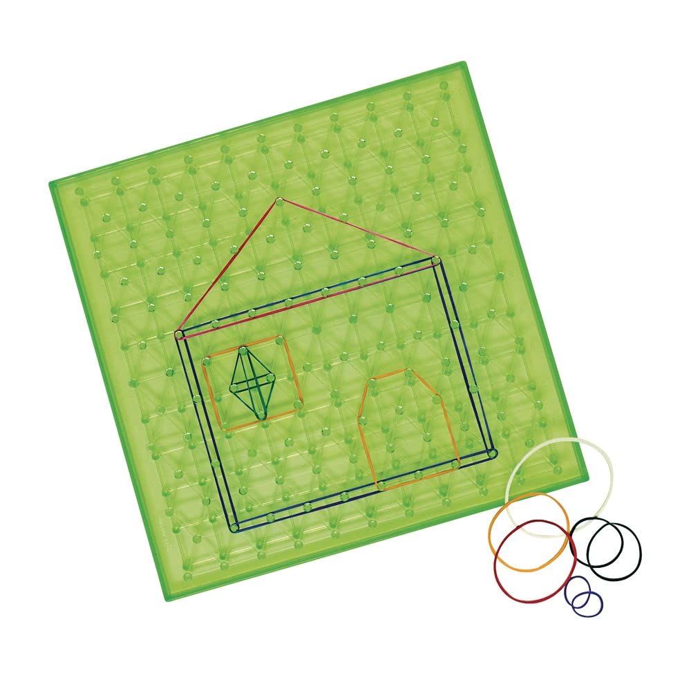 Translucent Double-Sided Geoboards - Set of 6 Boards 144 Rubberbands, Excellerations, 9 inches Square, Safe and Sturdy - Image 2