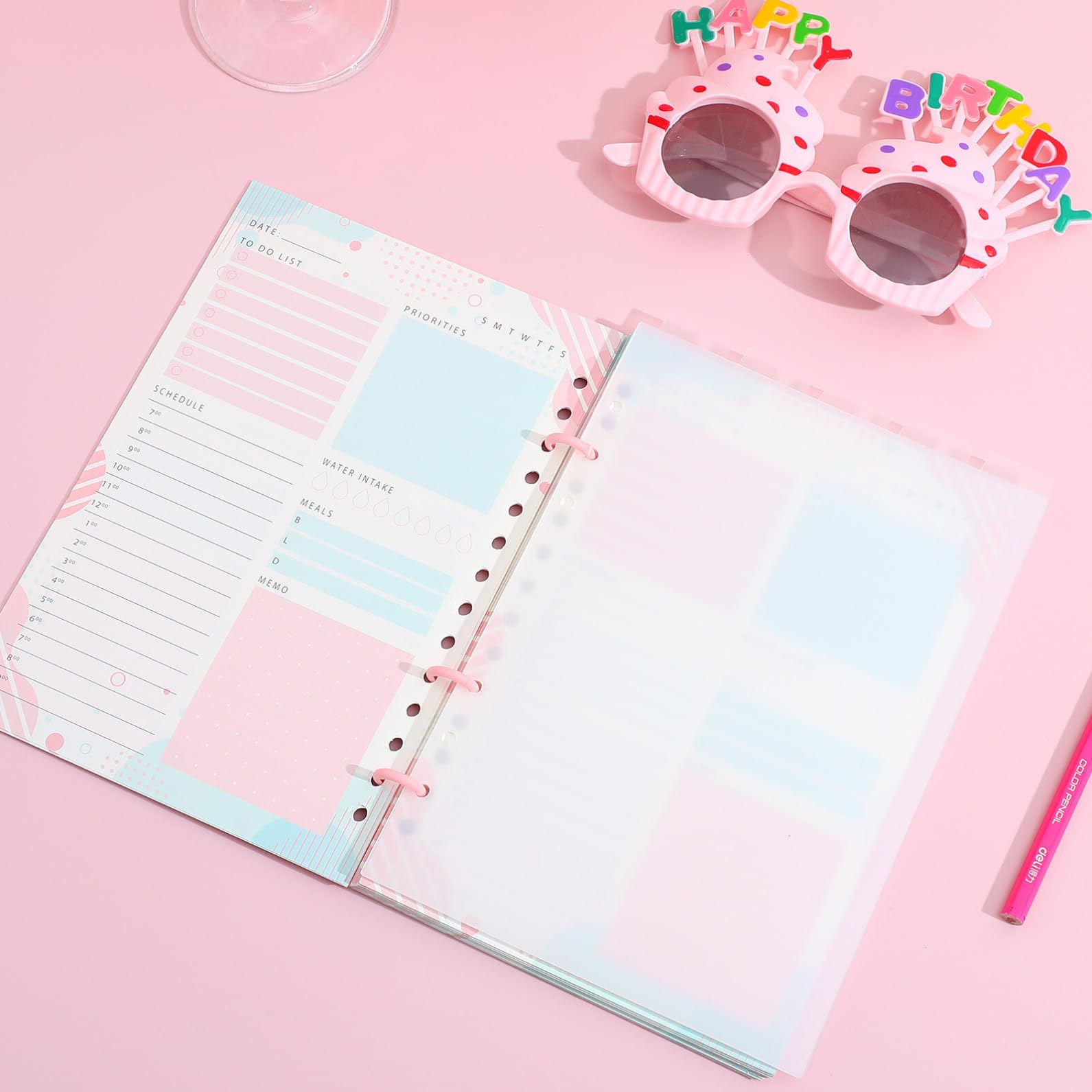 Divisori per Quaderni A5 in PVC Trasparente, 6 Fori, Bianco