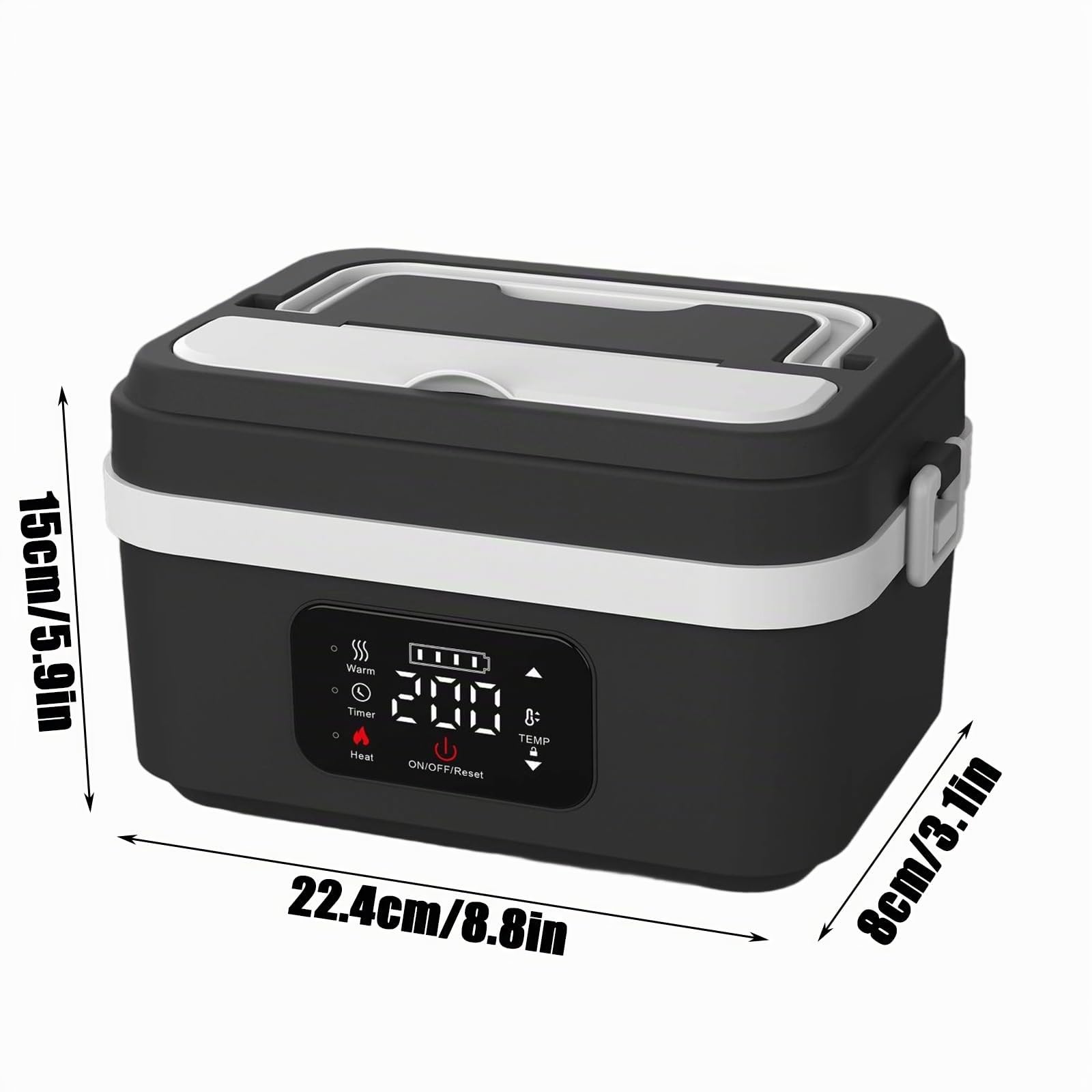 Elektrische Lunchbox Erwachsene mit Akku, 1L, 6 Temperatursstufen, Timer | 65-90 ℃, Leckdicht, LCD Display mit Isoliertasche