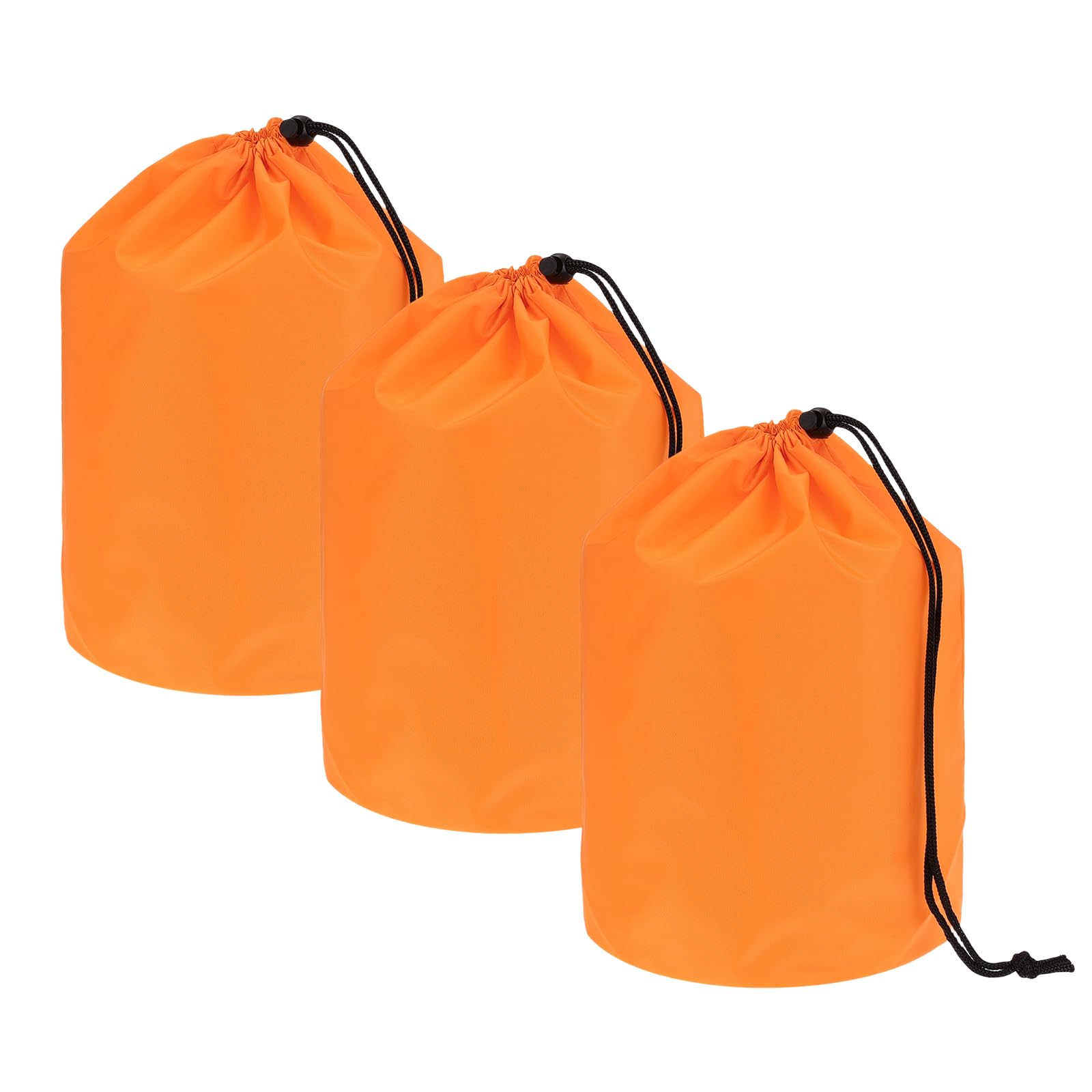 YELARXI Drawstring Bag with Toggle, Cinch and Ditty Pouch Portable Outdoor Products Ditty Bag 18x32cm & 3 Pack & Orange - Fitting for (Backpacking/Camping/Traveling)