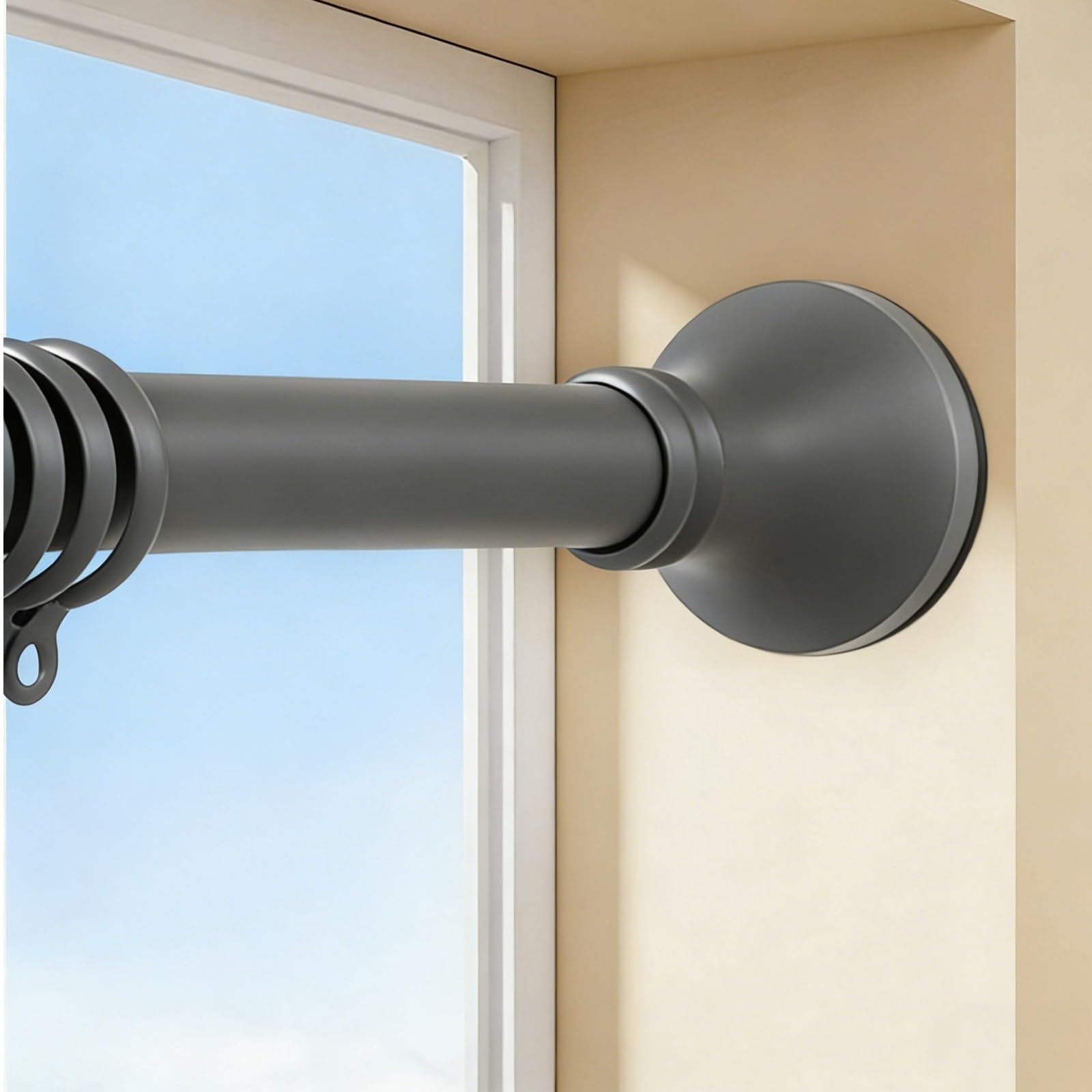 Gardinenstange ohne Bohren, Teleskopstange Ausziehbar 40-500cm, Duschvorhangstange Edelstahl, Teleskopstange Vorhang Rutschfest wasserdicht für Badezimmer Fenster Schrank(Grau,410-500cm)