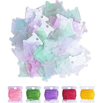 Joyan Embroidery Thread Storage 120 Pieces Plastic Embroidery Thread Bobbins Embroidery Thread Cards Cross Stitch Organiser Floss Bobbins Card for Crafts DIY Embroidery Sewing Thread Storage 5 Colours