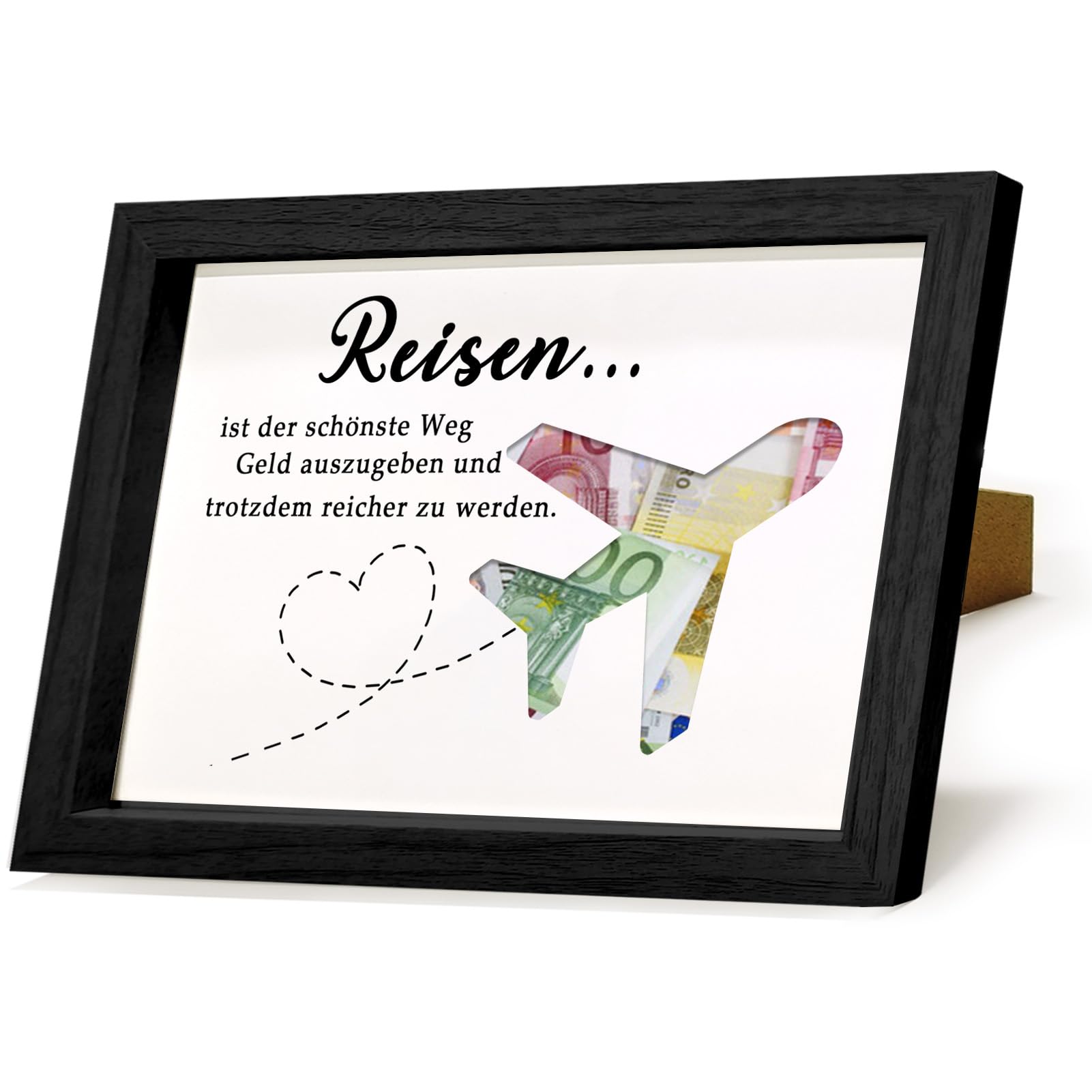 AOZUO Regalo Di Denaro In Legno A Forma Di Aereo E Mappa, Con Incisioni Di Auguri, Per Viaggi, Compleanni, Lauree, Luna Di Miele - 2