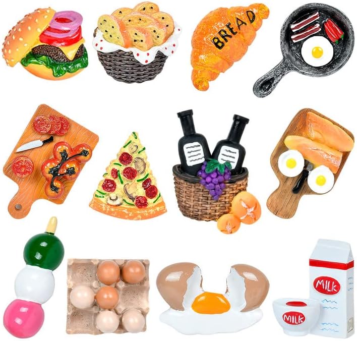 Worldity 12 imanes de alimentos para imanes de refrigerador, imanes de resina 3D para refrigerador, imanes creativos y naturales en forma de