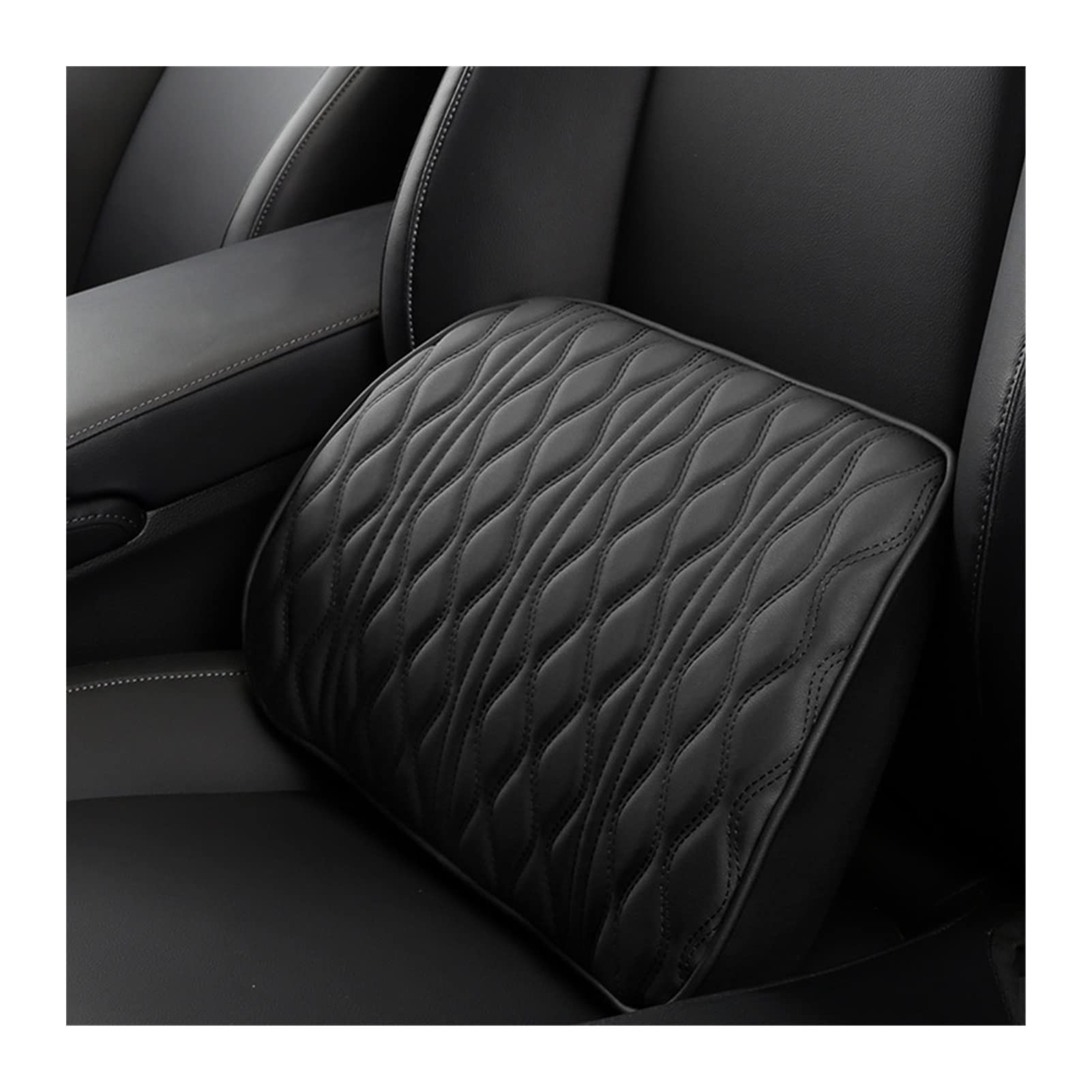 Memory Foam Poggiatesta per Auto Cuscino Ricamo in Pelle Supporto Sedile Regolazione Cuscino Schienale Supporto Collo Automatico Cuscino Lombare (Color : Coffee set)