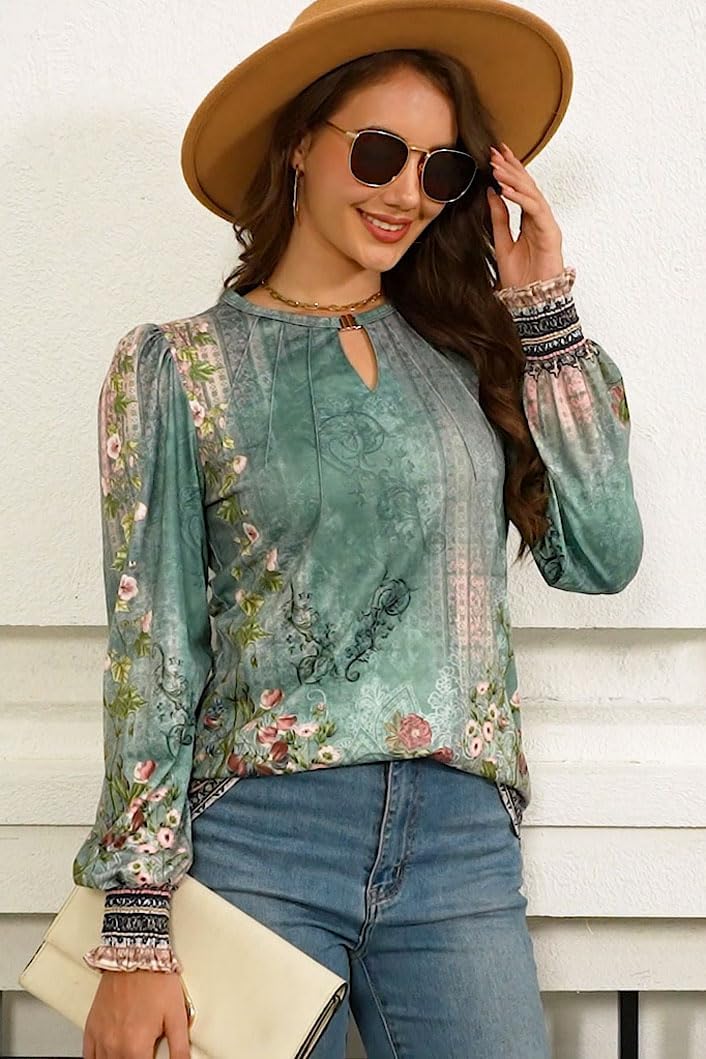 ETCYY Womens Long Sleeve Tops Dressy Casual Blouses Fall Pleated Tunic Trendy Tee Shirts 2026 Vacation Fashion Clothes - Image 2