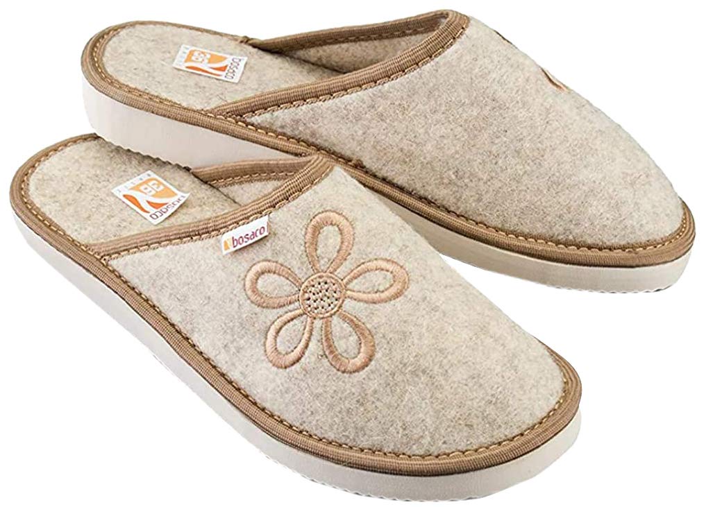 BosacoWomens Slippers Ladies Slippers House Shoes Felt Memory Foam Home Mule bek