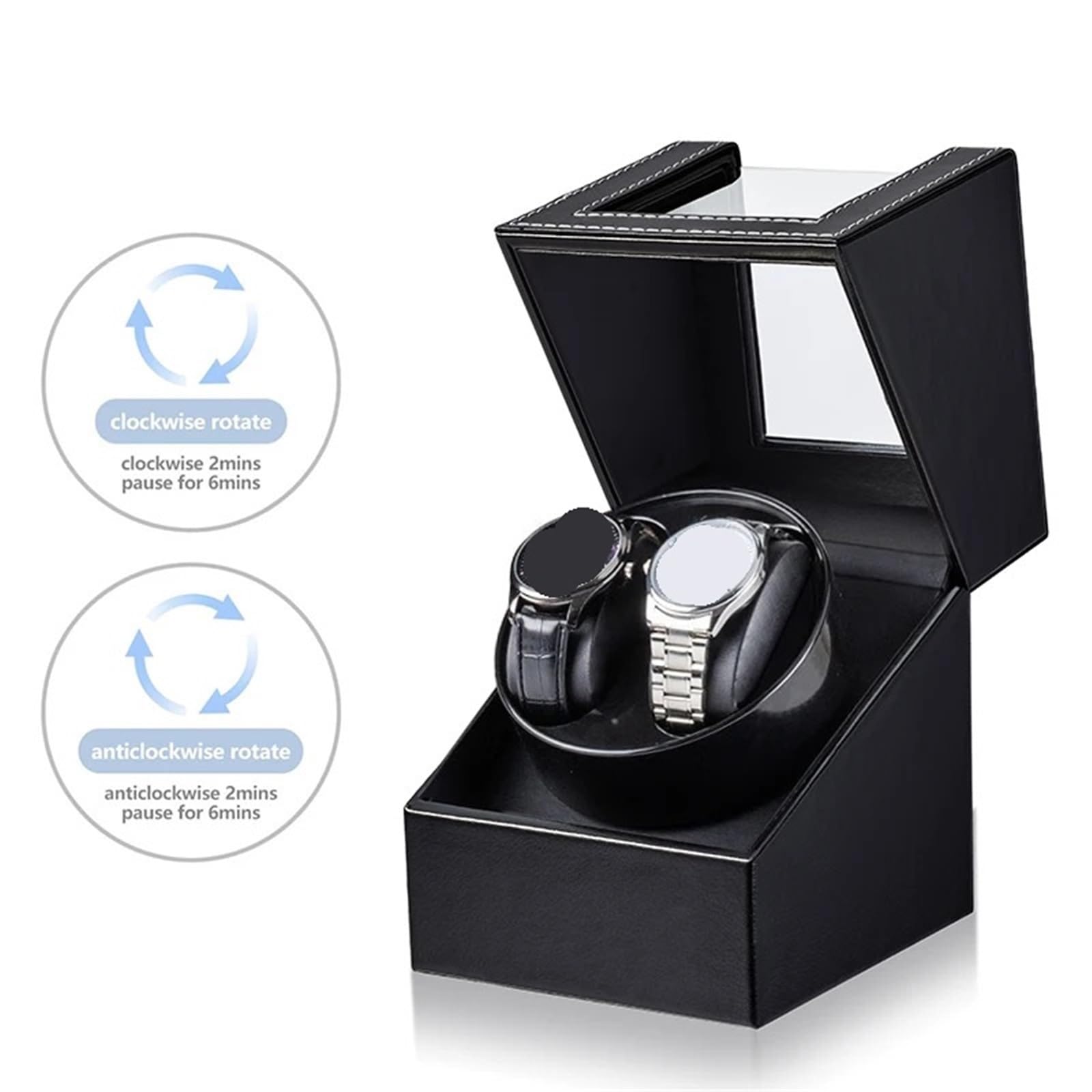 Cajas de Cuerda para Relojes Bobinadora de Reloj Doble for Relojes automáticos Caja Cuero 2 Ranuras for Hombres para Dar Cuerda a Relojes