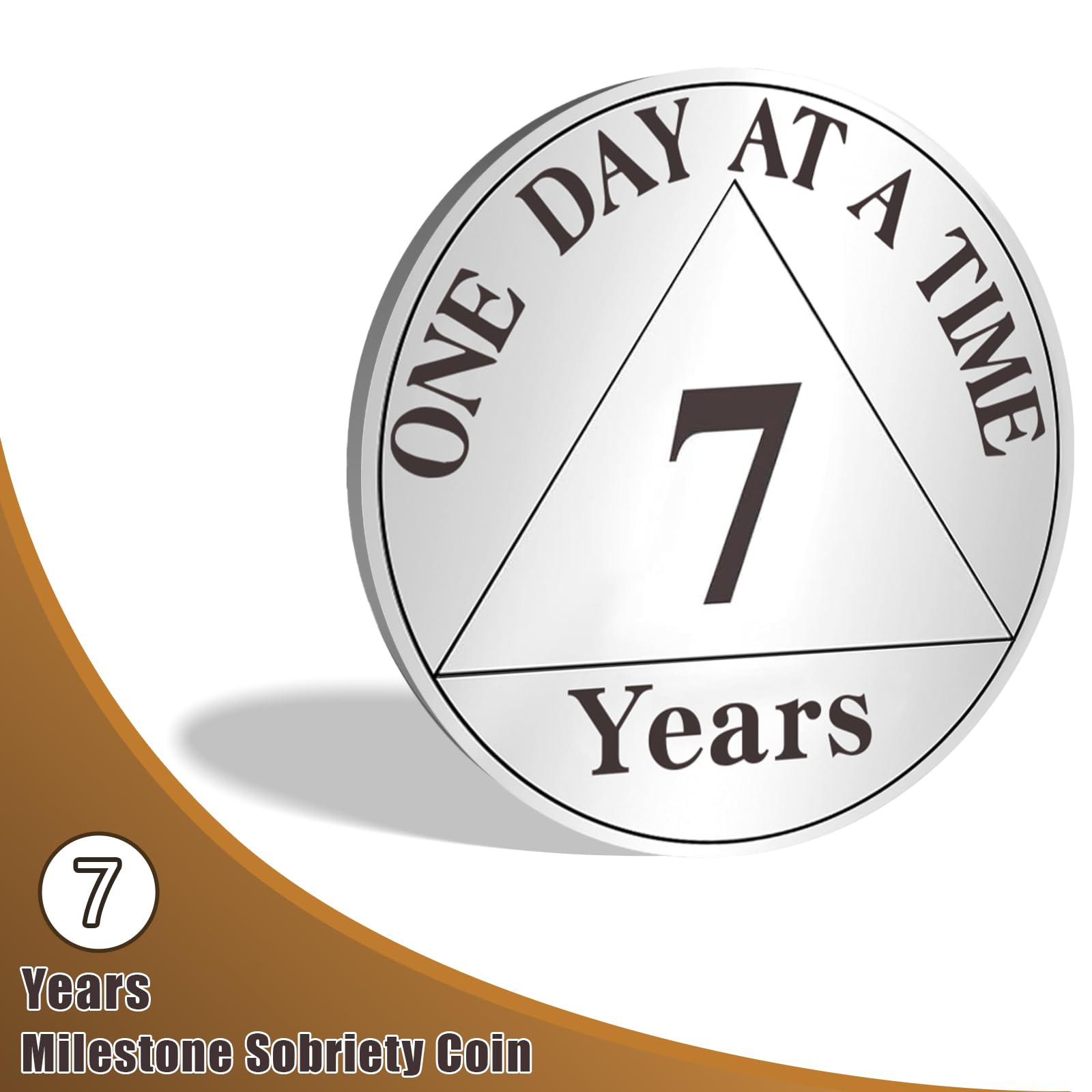 AtSKnSK 7 Year Sobriety Coin One Day at a Time AA Chips and Medallions with PU Leather Keychain Sobriety Gifts for Celebrating Alcoholics Anonymous Recovery Sobriety Gifts for Men Women - Image 2