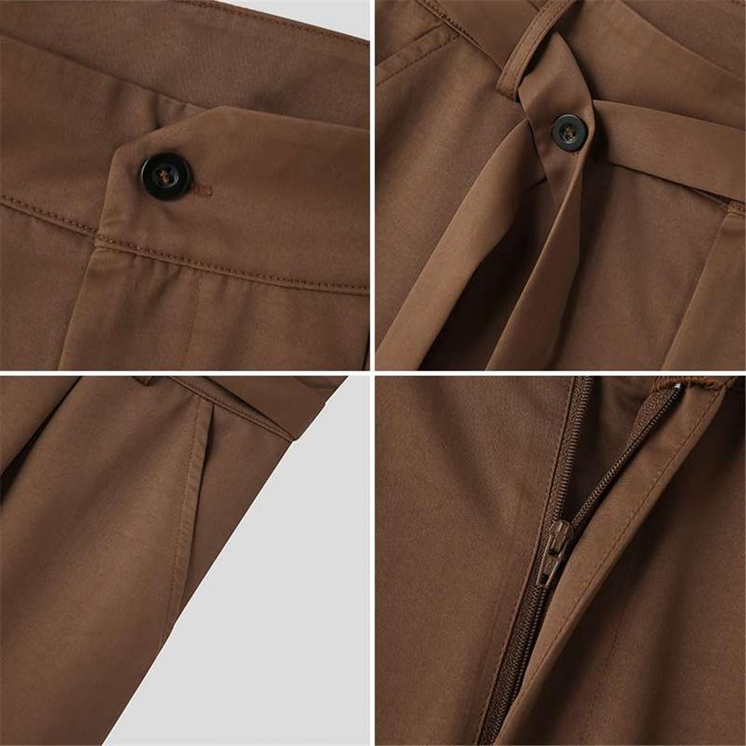 Vogrtcc Herren-Hose Mit Lockerer Taille, Hoher Taille Und Weitem Bein