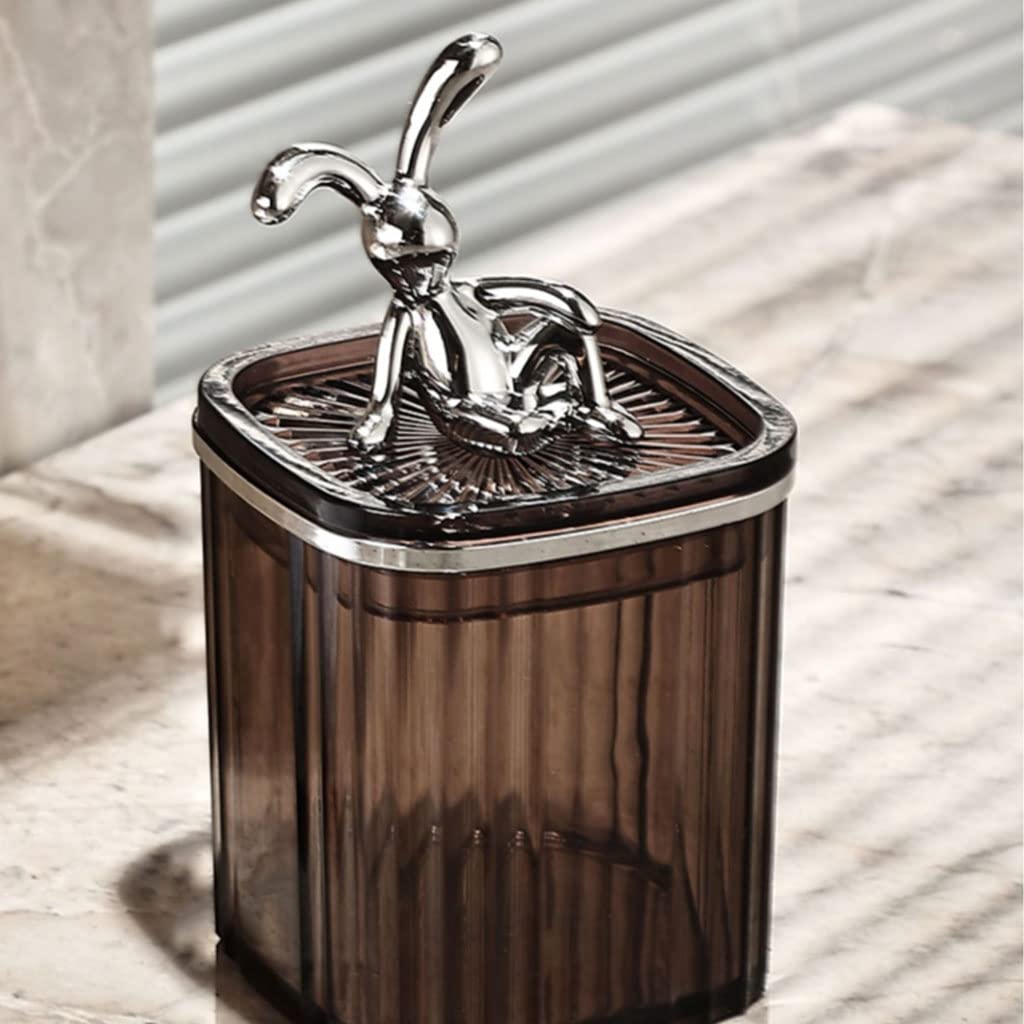 MRKU Dispenser per stuzzicadenti, Scatola Porta stuzzicadenti, Elegante, Creativo, da scrivania, in plastica con Coperchio, Organizer per Bastoncini di Cotone e Filo interdentale, casa Chic