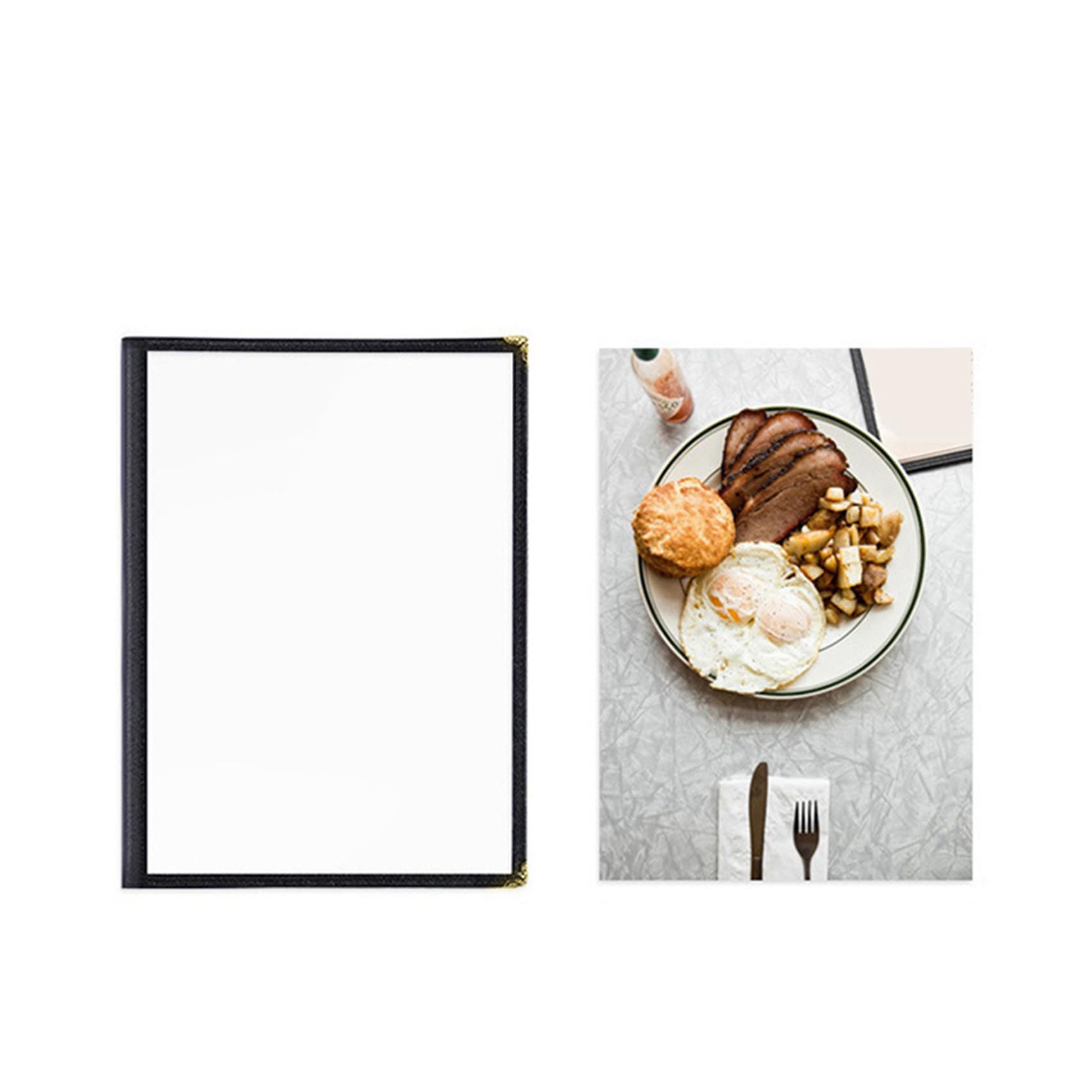 Confezione da 24 Copertine per Menu Stile caffè, Bordo A Doppia Cucitura, Vinile Trasparente (Nero, 2 Pagine/4 Visualizzazioni - 8,5 Pollici X 11 Pollici)