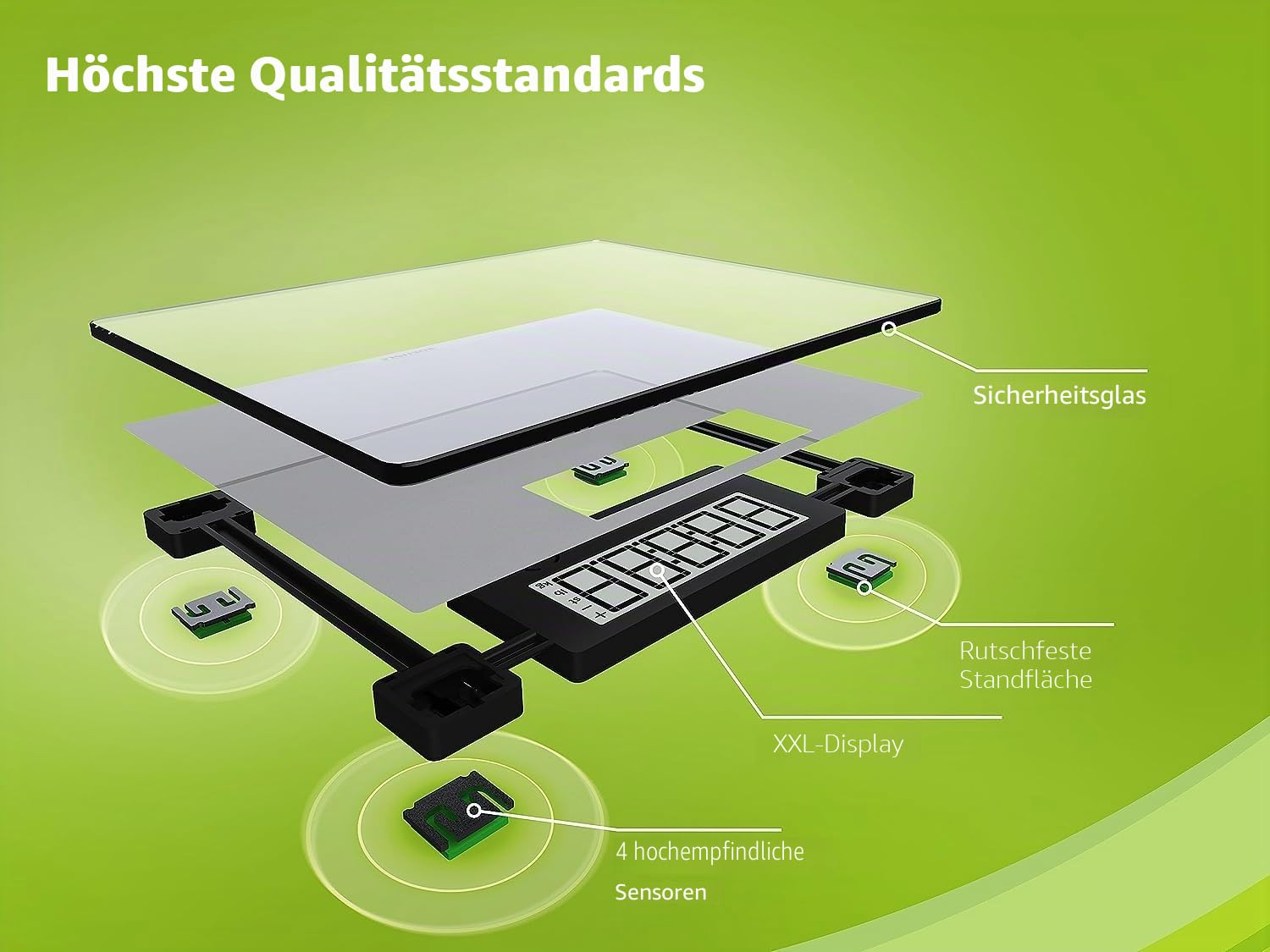 Soehnle Style Sense Comfort 600 Personen Digitalwaage mit Tragkraft bis 200 kg, Waage mit extragroßem LCD-Display, Personenwaage für sicheren Stand
