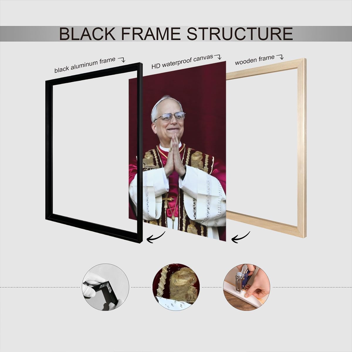 foefvpeft Pope Leo Xiv Canvas Wall Art, Catholic Religious Picture Poster, Pope in Prayer Glossy Print Painting for Church Prayer Room, Christian Home Wall Decor 16x24in Unframed (Made In USA) - Image 2