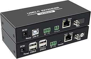 USB2.0 FC optical fiber 20KM extender, USB2.0 CAT-5E/6 network cable 100M extender extension with 4 ports USB2.0 support keyboard mouse printer support remote switch start and other hybrid extenders