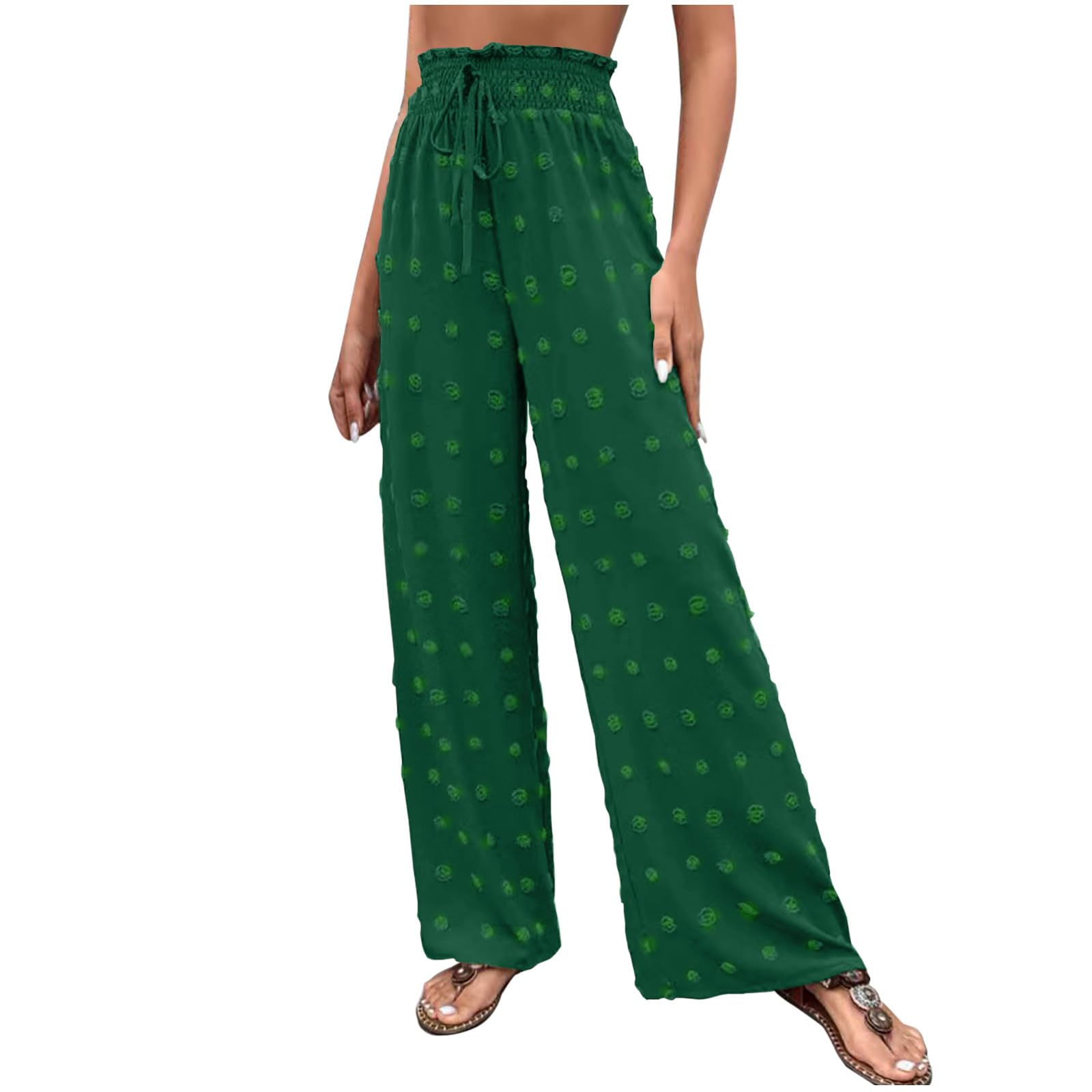 Women Wide Leg Pants Casual Loose High Waisted Dress Work Business Palazzo Flowy Trousers Plus Size Long Palazzo