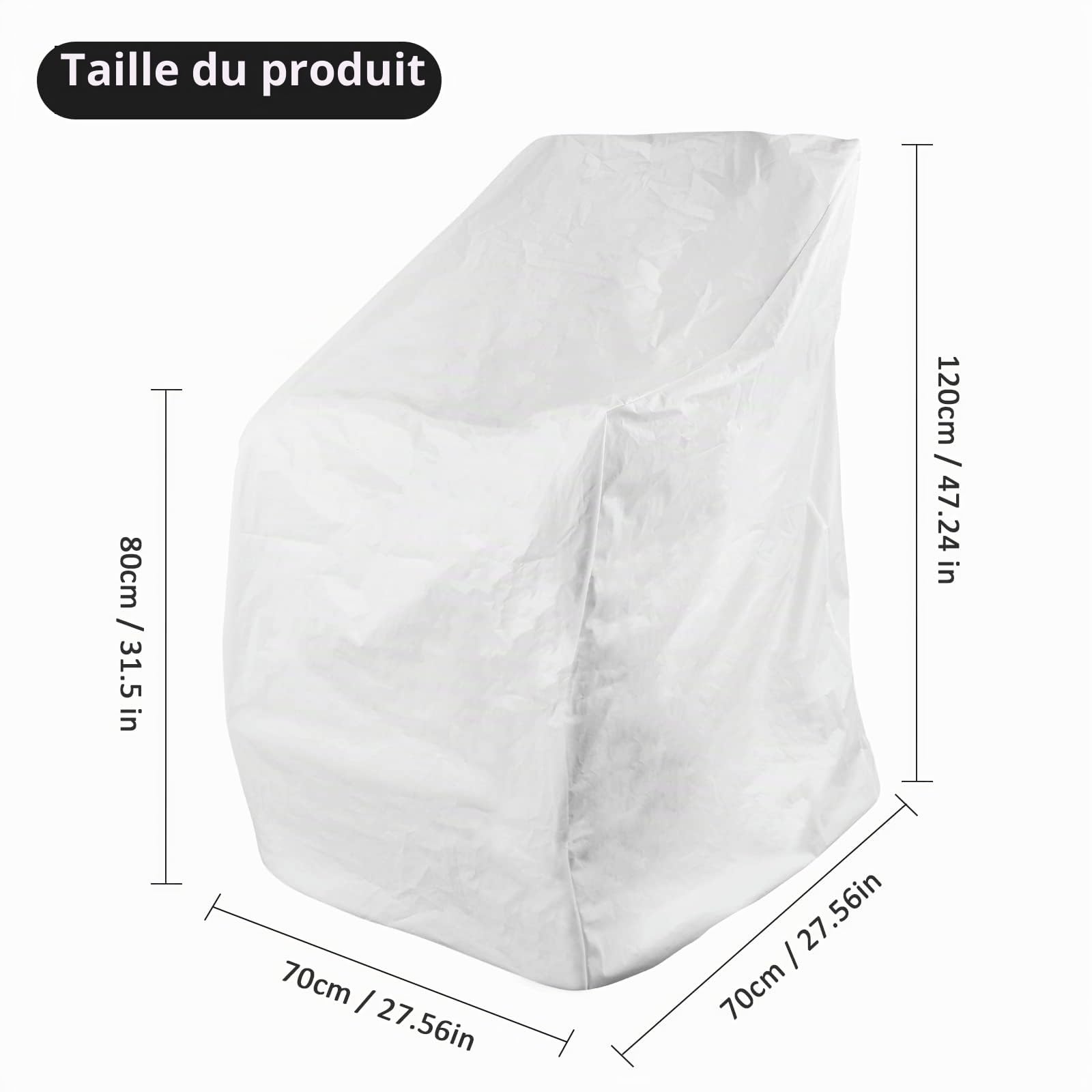 E-Senior Housse de Protection pour Chaise de Jardin, Résistante aux Intempéries, Résistante à la Déchirure, épaisse, Tranparent, pour Chaises, Housse en Tissu PEVA pour Chaise Empilable, Dossier Haut
