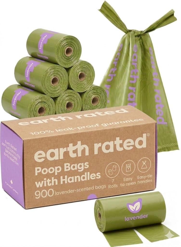 Earth Rated 900 Dog Poop Bag Bulk Value Pack - Extra Strong Waste Bags For Dogs - Ultra Thick Doggie Bags Measure 9x13 Inches | 100% Leak-Proof Security (Lavender-Scented)