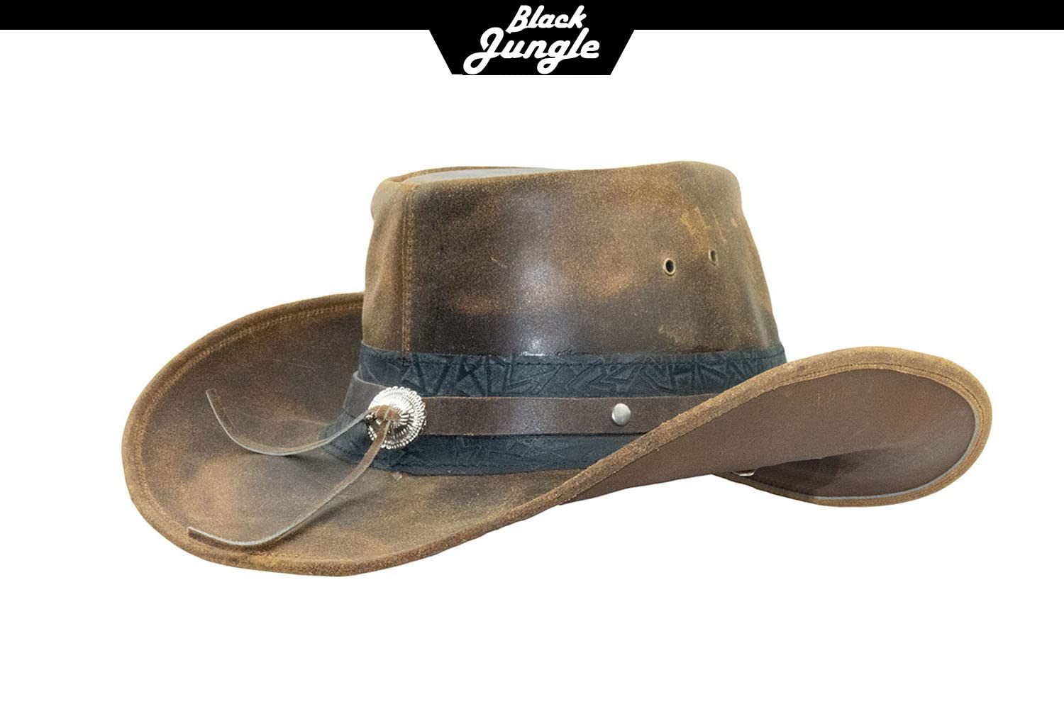 Black Jungle Ontario Outdoor Western Cappello in Pelle Australia Cowboy Cappelli in Pelle Cappello da Equitazione Unisex
