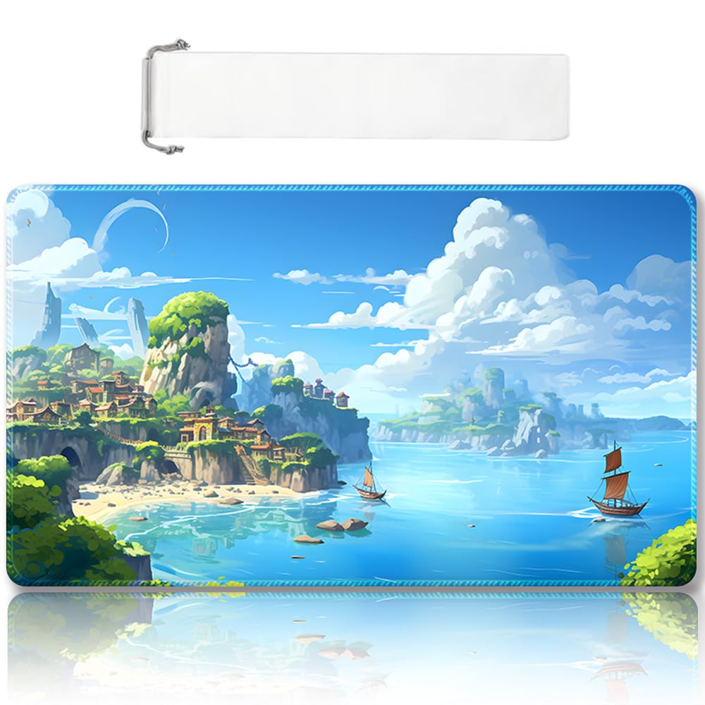 Premium Stitched MTG Playmat with Zones and Non-Slip Rubber Backing - TCG Play Mat for MTG and Other Card Games - Colorful Design with Vintage Look and Feel (DKT (121),No Zones)