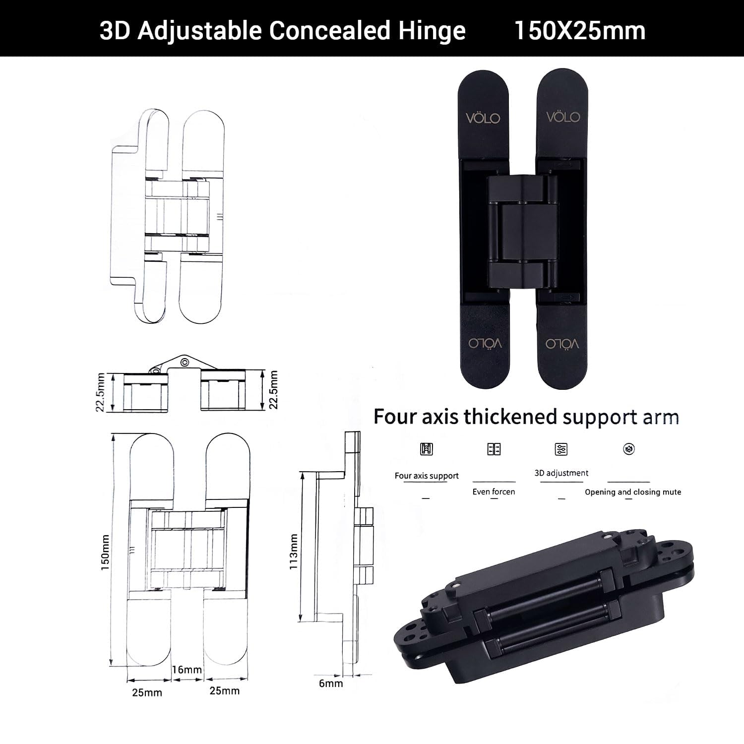 Concealed Door Hinges - Heavy Duty & Hidden -2 Concealed Door Hinges - Heavy Duty & Hidden -2
