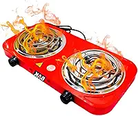 Fogão Elétrico Fogareiro Portátil Cooktop 2 Bocas 2000w 127V Vermelho