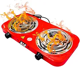 Fogão Elétrico Fogareiro Portátil Cooktop 2 Bocas 2000w 127V Vermelho