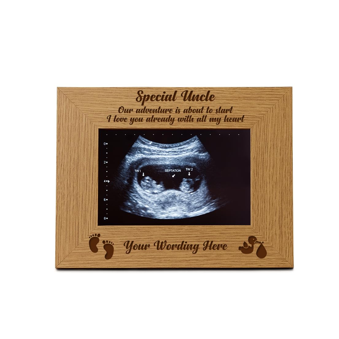 Baby New Pregnancy Scan Wooden Photo Frame Personalised Uncle Gift (4 x 6 Inch)