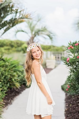 Miniatura 7 de WOVOWOVO Paquete de 2 diademas de corona de margaritas para mujeres, bebés, niñas, accesorios para el cabello hippie de girasol, coronas florales de