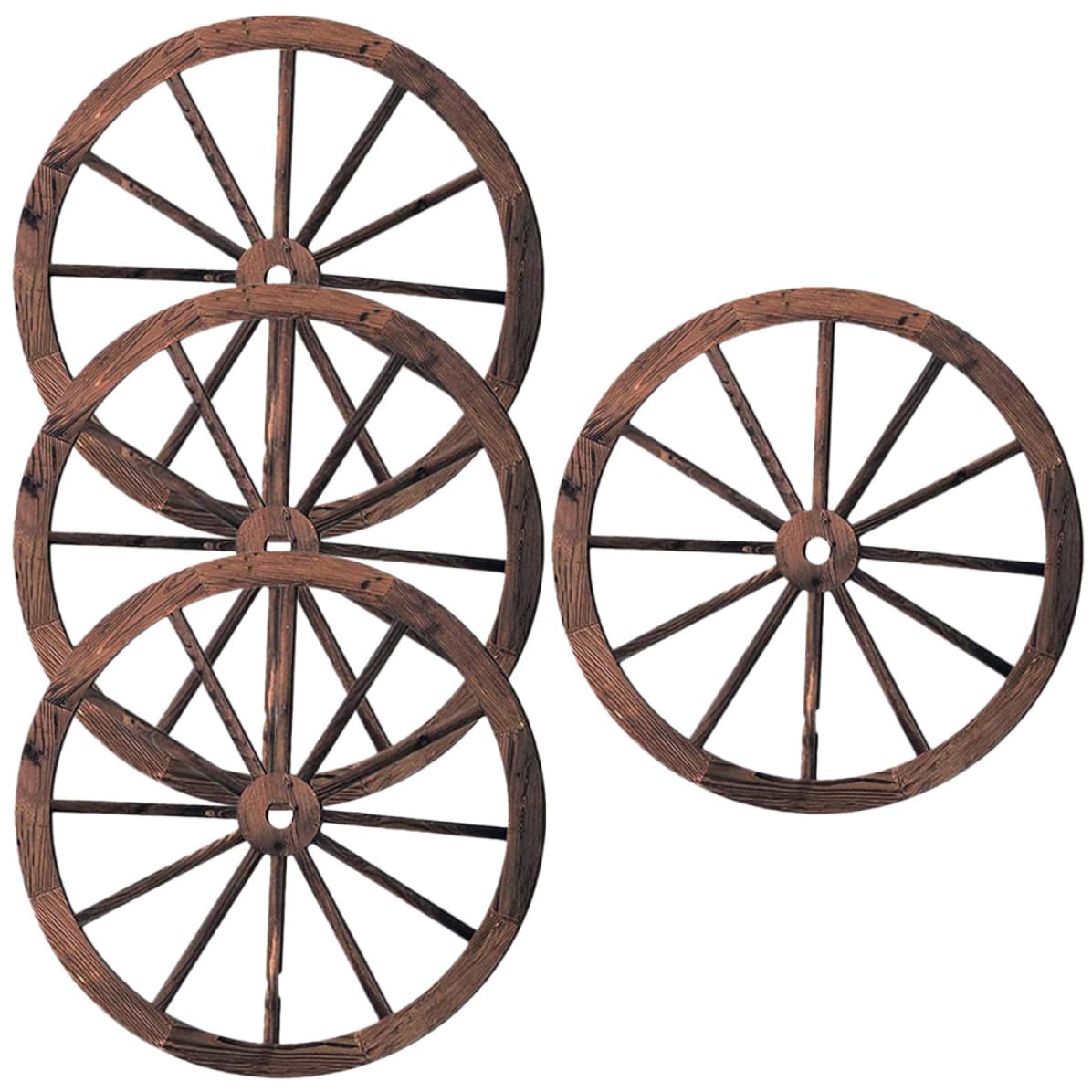 Décorations murales vintage marron légères et lisses roues en bois rustique