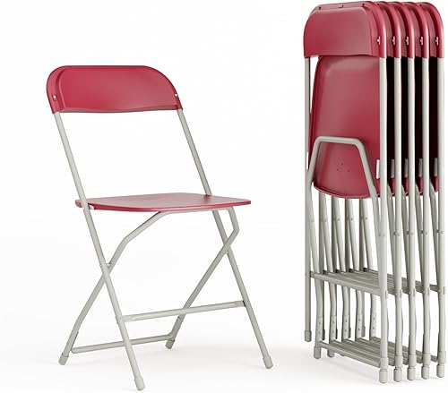 Flash Furniture Hercules Series - Silla plegable de plástico, color rojo, paquete de 6, capacidad de peso de 650 libras, cómoda silla para eventos,