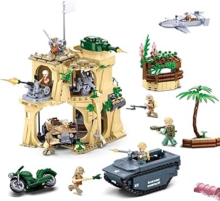 World War 2 Battle of IWO JIMA Building Sets, WW2 Military Brick Toys, WWII Building Blocks with 9 Soldiers Figures (1124pcs)