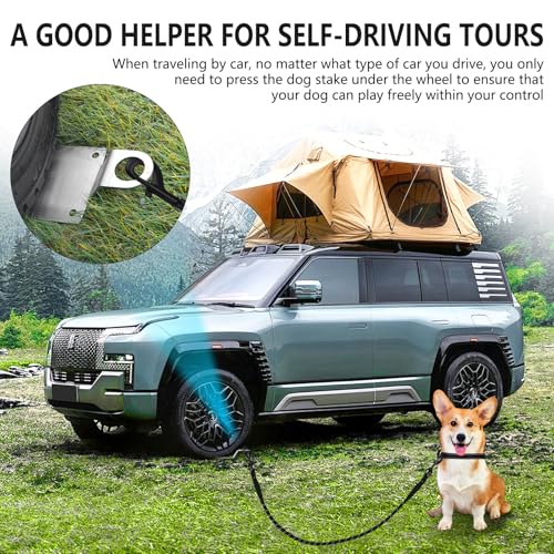 2-in-1-Multifunktions Hundepflock, rostfreier robuster stabiler Hundeanker aus Edelstahl für Auto Wohnwagen Wohnmobil, robuster Bodenhalter zum Anbinden von Hunden für Garten, Strand, Camping (Silber)