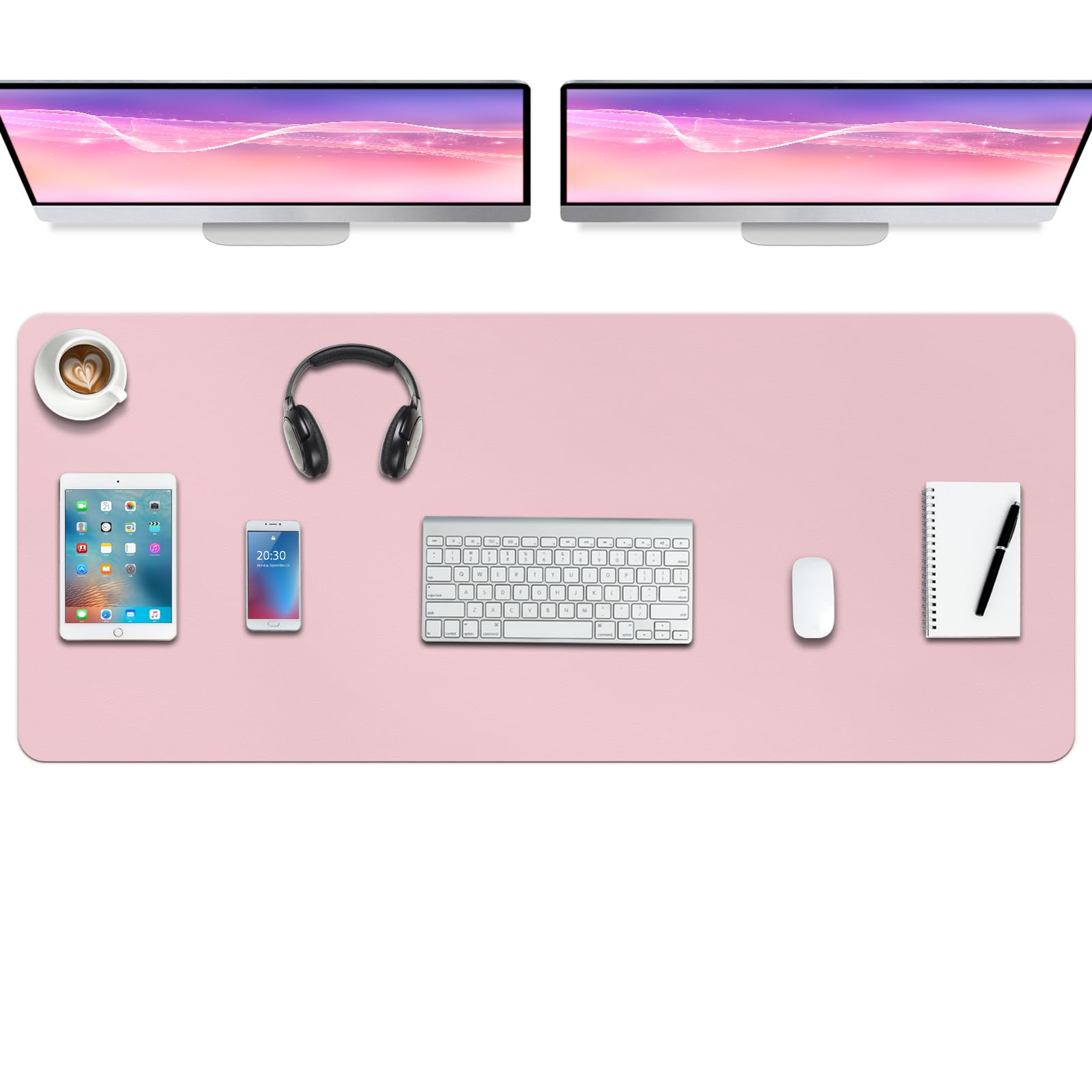 Boutilon Leather Desk Pad,47"x 24"XXX Large Business Desk Pad,Waterproof Student Study Desk Mat Protector Writing Pad for Keyboard and Mouse in Home Office Accessories(XXXL-Light Pink)