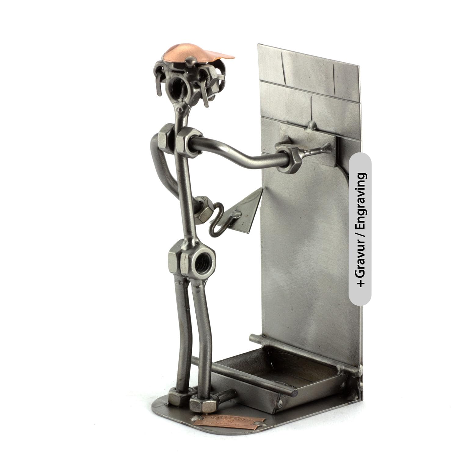 Steelman24 Metallic I Nuts And Bolts Sculpture Plasterer With Personal Engraving I Handmade Ornaments I I Metal Figurine