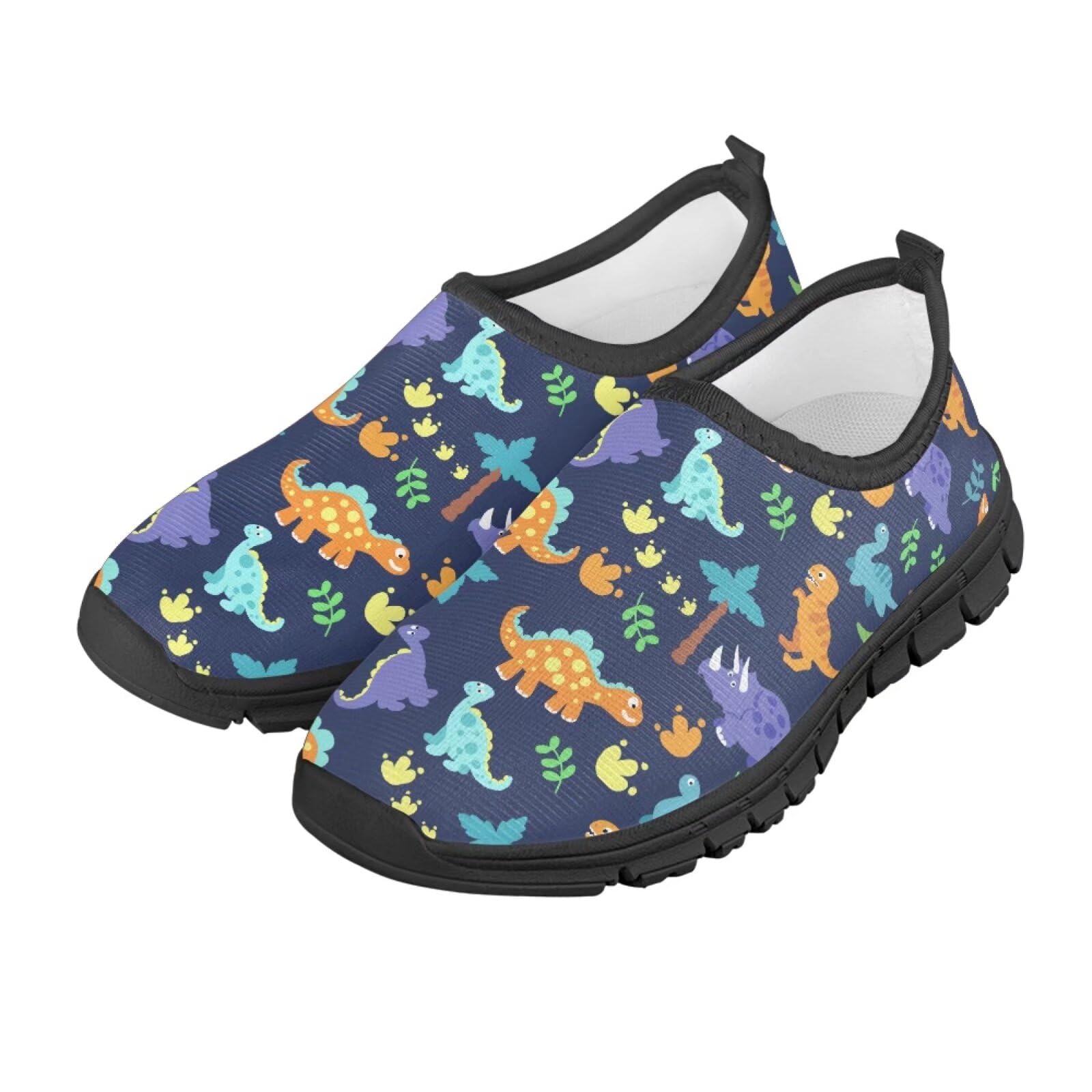 Pointodoor Dinosaur Shoes for Boys Girls Size 12 Little Kid Breathable Mesh Sneakers Comfortable Low Top Running Shoes Lightweight Slip on Tennis Shoe