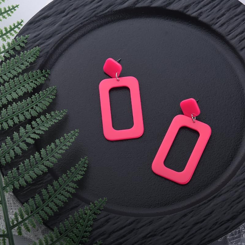 Miniatura 6 de Aretes rosa neón de los años 80, accesorios para fiesta de Halloween, accesorios de disfraz para mujer, aretes retro vintage, aretes de resina