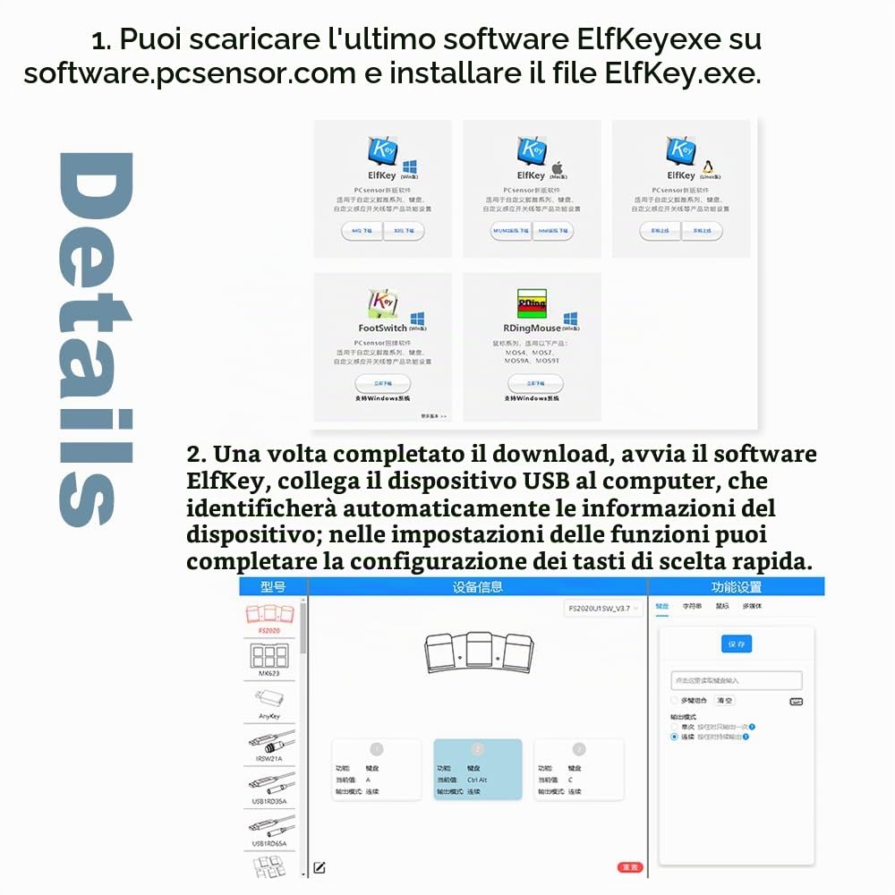 docooler Interruttore a Pedale USB Tasto di Controllo Universale Tastiera per Computer Personalizzata Pedale d'azione per dispositivi Medici Strumenti Computer Pedale programmabile