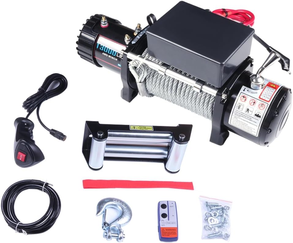 SCITOO 13000LBS Electric Winch 12V Steel Cable Off Road For Jeep Truck Towing Trailer