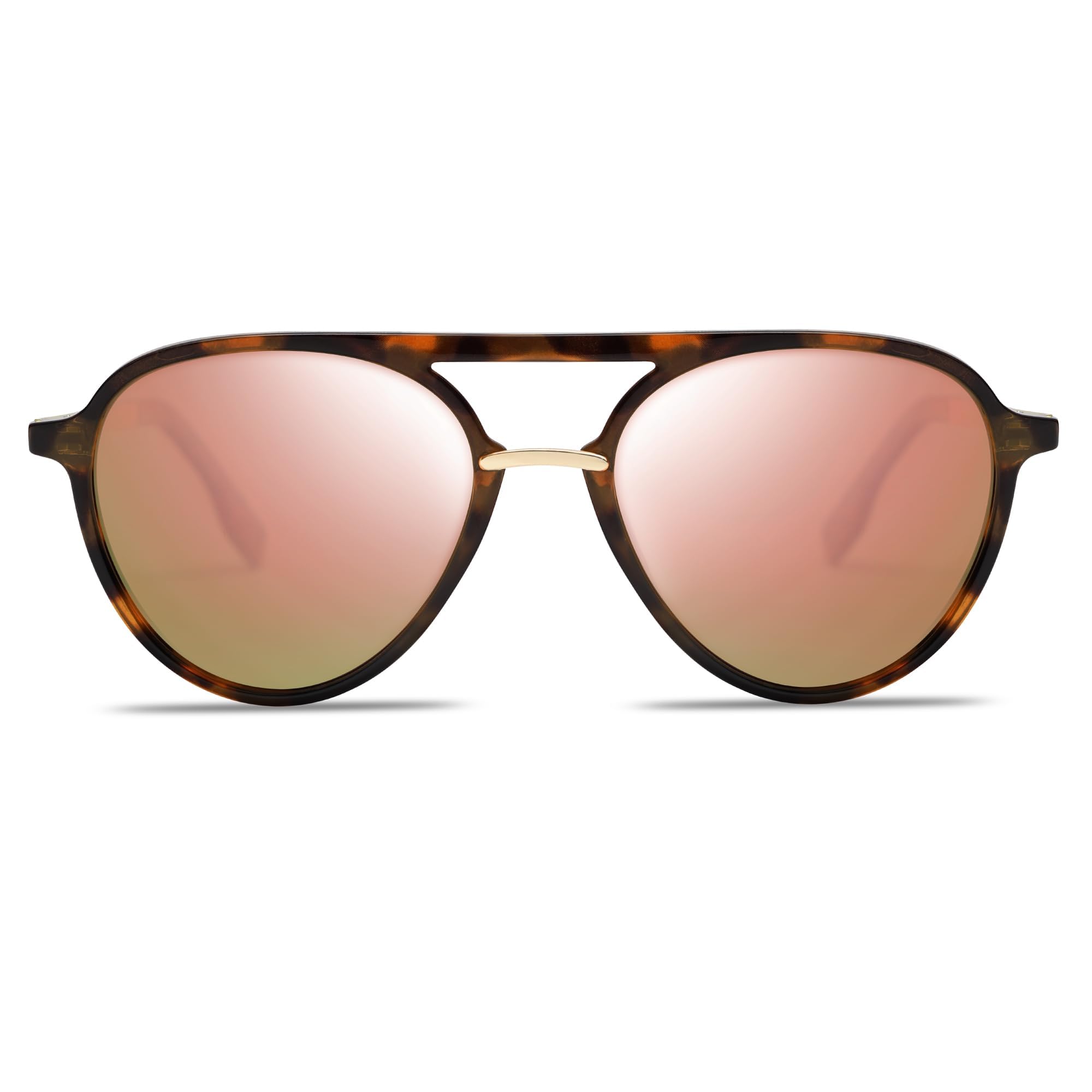 SOJOS Retro Aviator Polarized Sunglasses for Women Men Double Bridge Ladies Shades