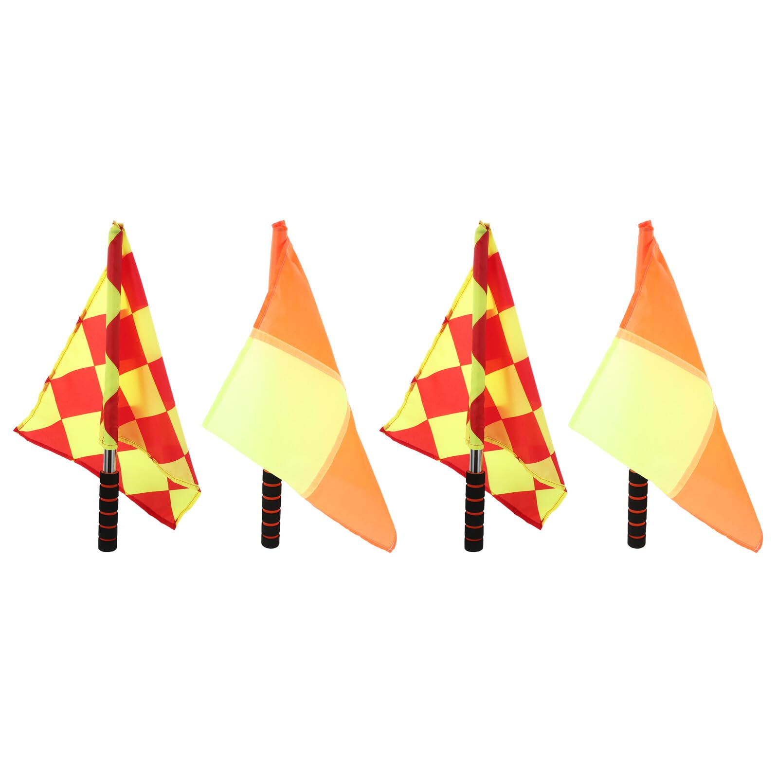 Banderas Oficiales de Árbitro de Fútbol y Atletismo 4 Piezas con Mango de Esponja para Partidos y Torneos Deportivos Banderas a Cuadros Pequeñas y Grandes para Jueces de Línea