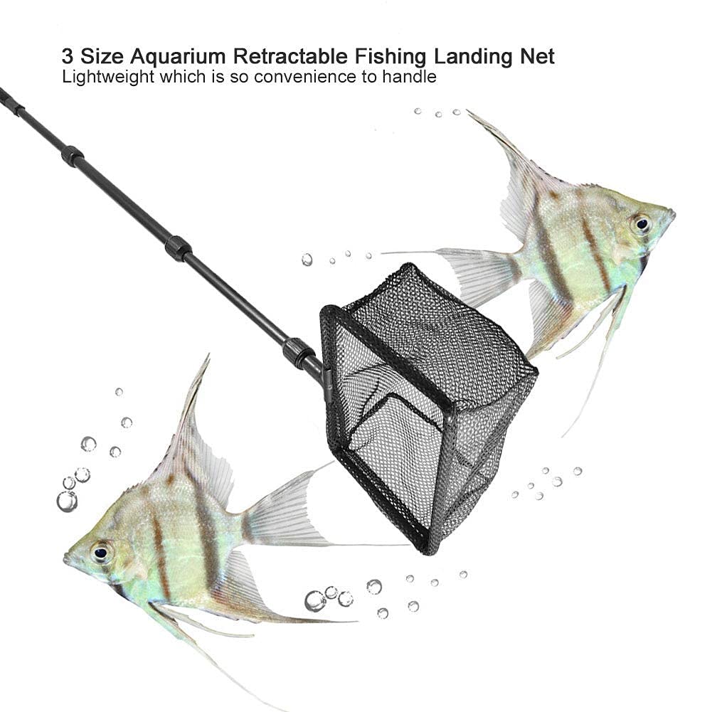 Pesca de Acuario Red de Aterrizaje Red de Pescar retráctil Red de Pesca de camarón Red Objetos flotantes Herramientas limpias para Captura y liberación de Peces(L)