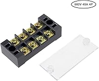 Vista 2 de uxcell 2 unids doble filas 4 posiciones 600V 25A barrera de alambre bloque terminal tira TB-2504L